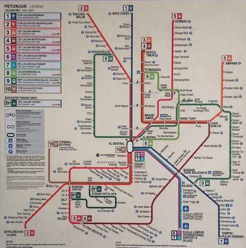 mapa del transporte público de Kuala Lumpur actualizado