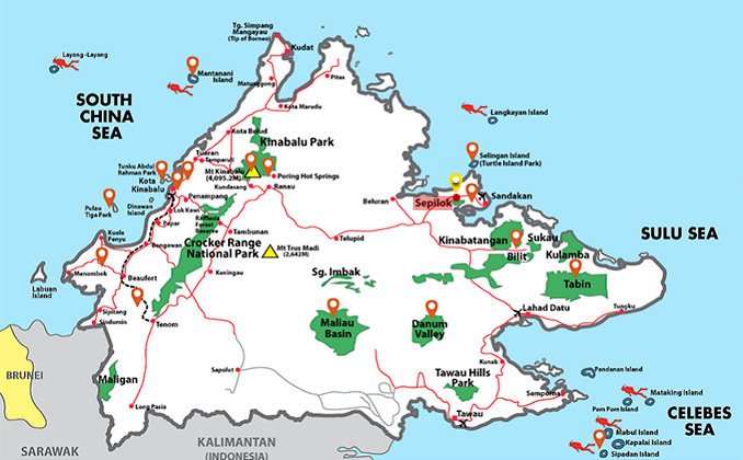 Dónde está la reserva de orangutanes Sepilok en Sabah Borneo