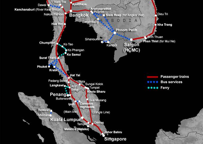 Tren que une Singapur con Bangkok pasando por Kuala Lumpur