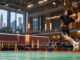 Jugador de bádminton en una pista de Kuala Lumpur, Malasia.