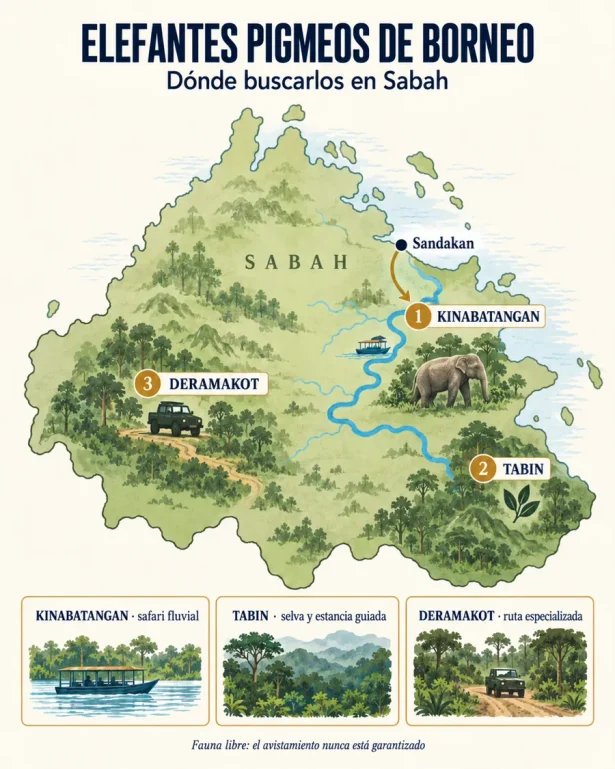 Elefantes pigmeos de Borneo dónde verlos